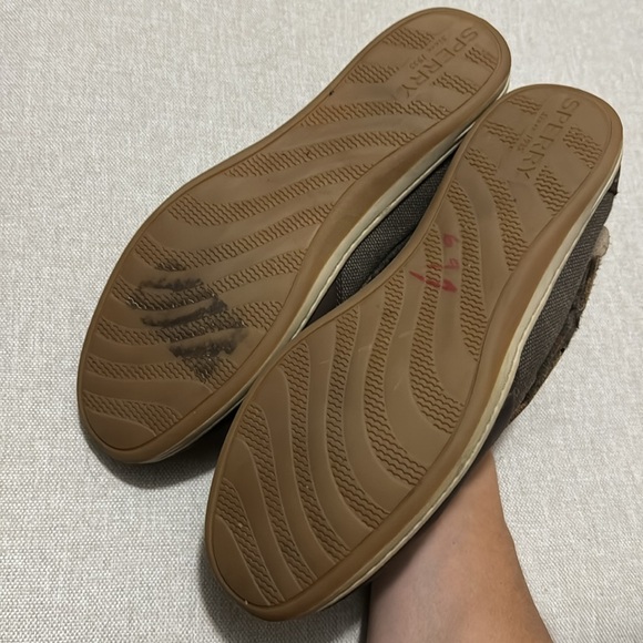 Sperry Top Sider Shoes-Wmns Sz 9-Dark Brown with Plaid Flannel Trim-Leather Ties - Picture 13 of 15